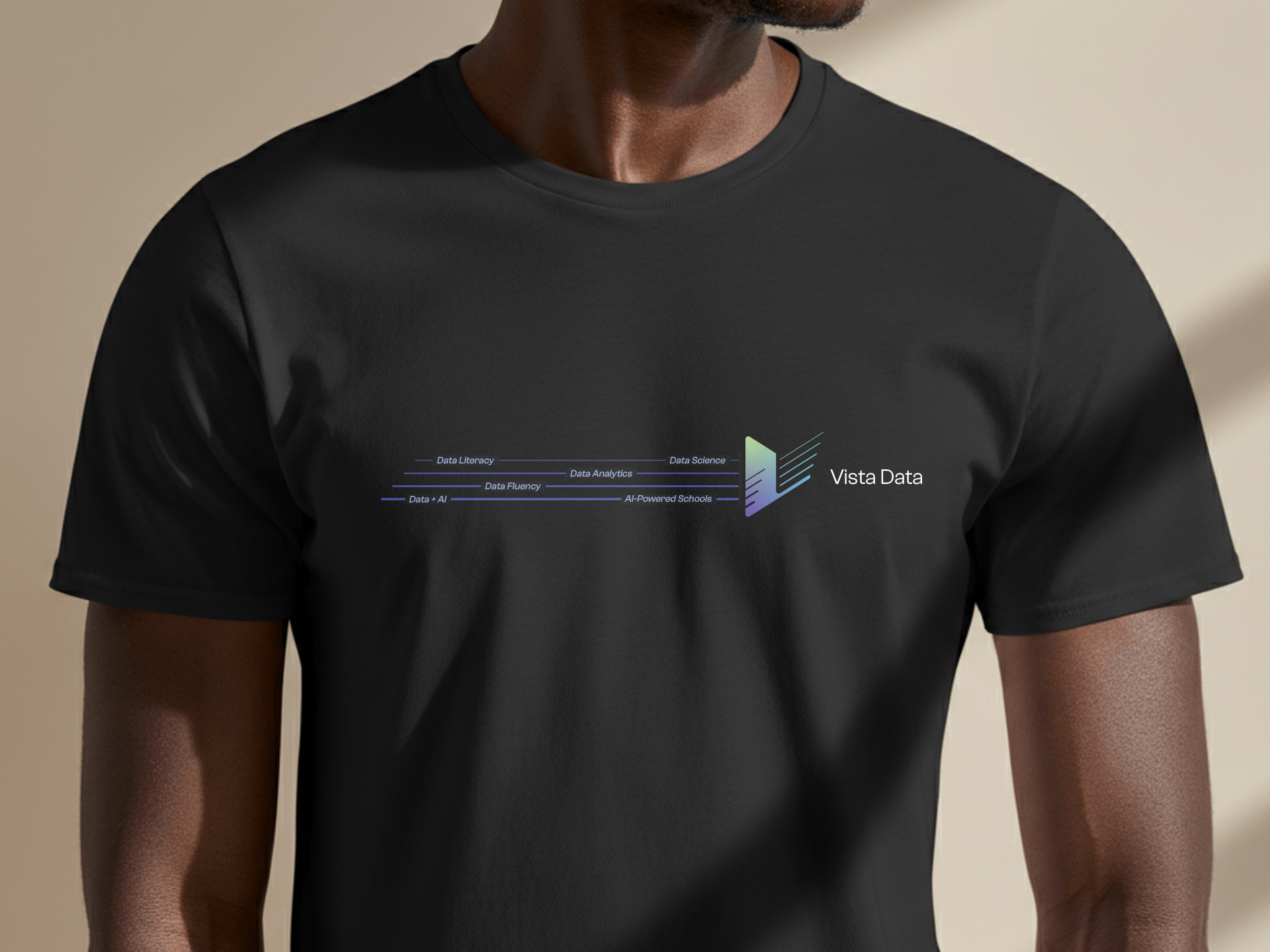 Vista Data T-shirt with the horizontal logo across the chest